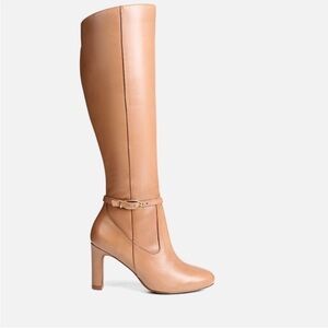 Naturalizer Beige Ankle Zipper Padded Buckle Accent Block Heel Leather Boots 7.5